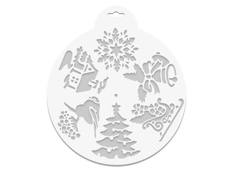 Трафарет ЕЛОЧКА И КОЛОКОЛЬЧИК многоразовый 25*25 см 78066