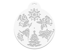 39287 [78066]Трафарет ЕЛОЧКА И КОЛОКОЛЬЧИК многоразовый 25*25 см 78066