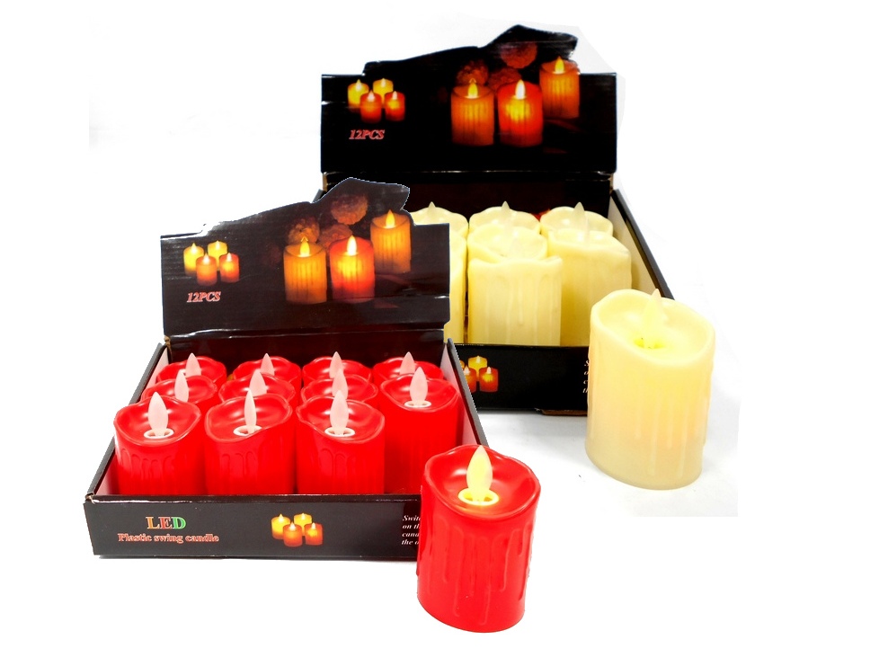 Свеча декоративная красная, белая LED 7см