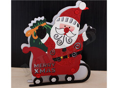 39943 [НУ-1233]Подвеска «ДЕДУШКА МОРОЗ НА САНЯХ» с подсветкой из картона 13*15см НУ-1233