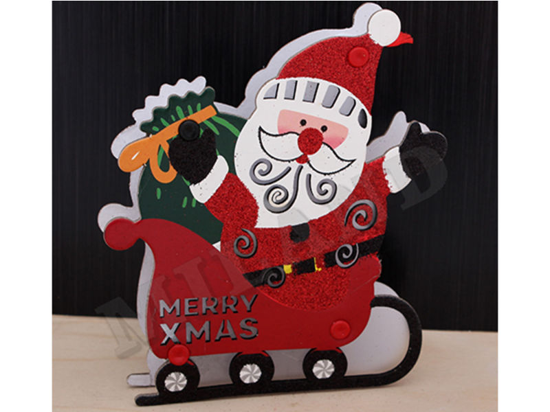 Подвеска «ДЕДУШКА МОРОЗ НА САНЯХ» с подсветкой из картона 13*15см НУ-1233