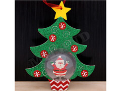 39948 [НУ-1340]Подвеска «ЕЛОЧКА С ДЕДУШКОЙ МОРОЗОМ» с подсветкой из картона 17*12см НУ-1340