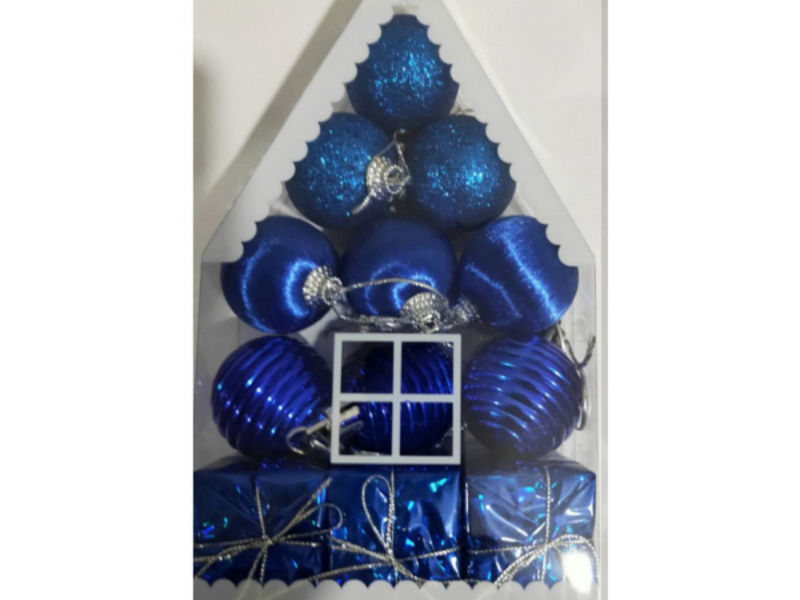 Набор украшений «НОВОГОДНИЙ ДОМИК» 4см (12шт/уп) синий НУ-2355