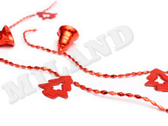 39963 [НУ-6740]Бусы на ёлку «КОЛОКОЛЬЧИКИ И ЕЛОЧКИ» 2,7м красные НУ-6740