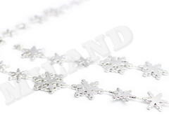 39965 [НУ-6751]Бусы на ёлку "СНЕЖИНКИ" 2,7м серебро НУ-6751
