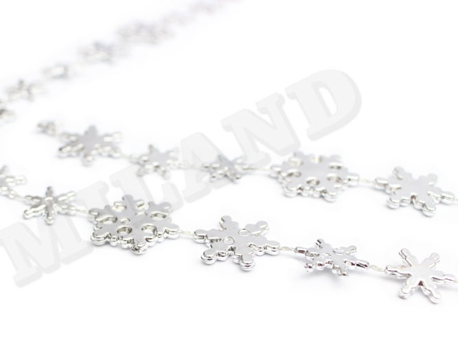 Бусы на ёлку "СНЕЖИНКИ" 2,7м серебро НУ-6751