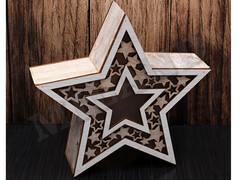 39983 [НДУ-8392]Фигура «МАЛАЯ ЗВЕЗДА» с подсветкой из дерева 15х15х4,5см НДУ-8392
