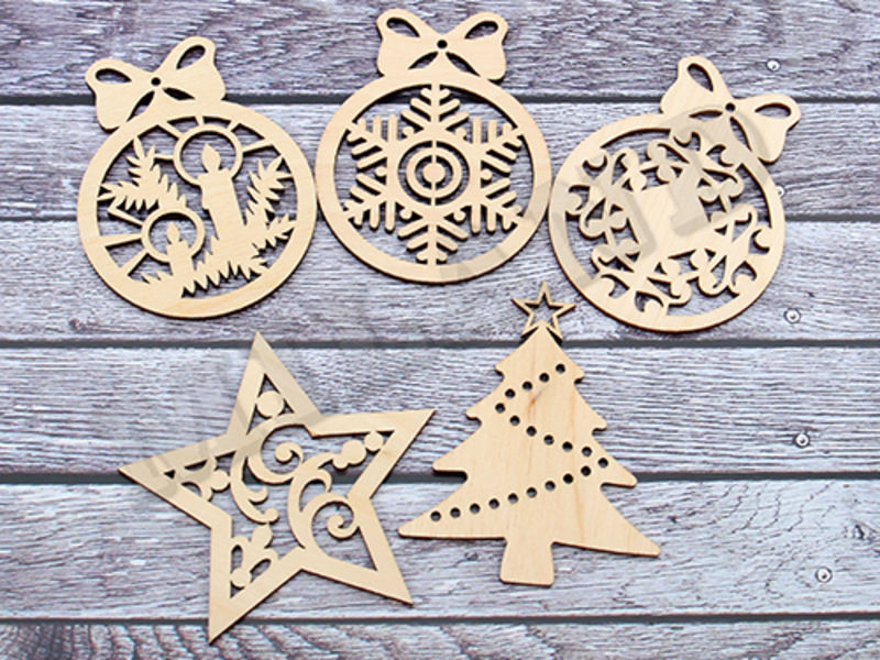 Набор украшений «НОВОГОДНИЙ КОМПЛЕКТ №2» 8,3см (5шт/уп) некрашенный НУ-2779