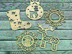 39993 [НУ-2781]Набор украшений «НОВОГОДНИЙ КОМПЛЕКТ №4» 8,3см (5шт/уп) некрашенный НУ-2779