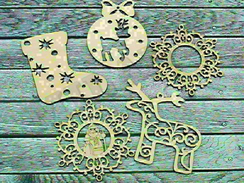 Набор украшений «НОВОГОДНИЙ КОМПЛЕКТ №4» 8,3см (5шт/уп) некрашенный НУ-2779