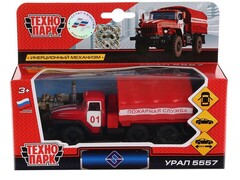 40609 [SB-15-35-T11-WB]Технопарк. Машина "УРАЛ" ПОЖАРНАЯ СЛУЖБА металл. инерц. 12 см (открыв. двери)