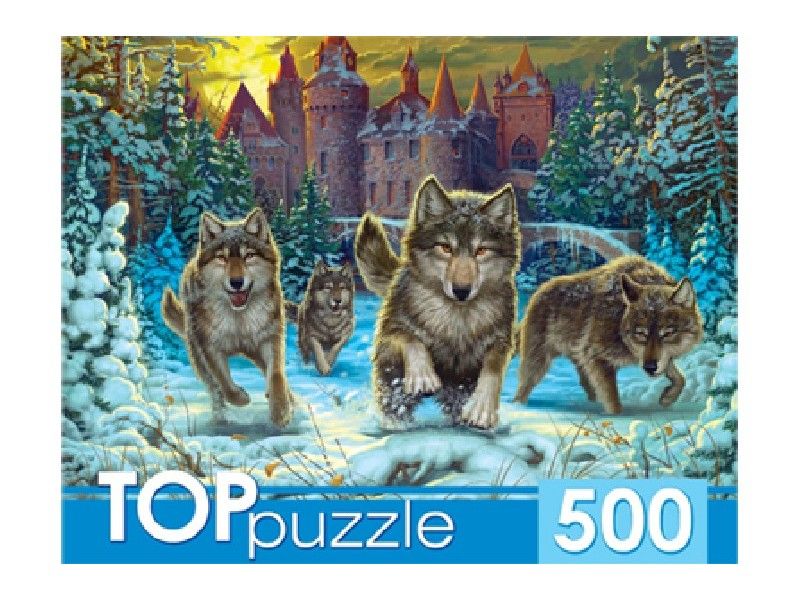 TOPpuzzle ПАЗЛЫ 500 элементов. ВОЛКИ И СНЕЖНЫЙ ЗАМОК