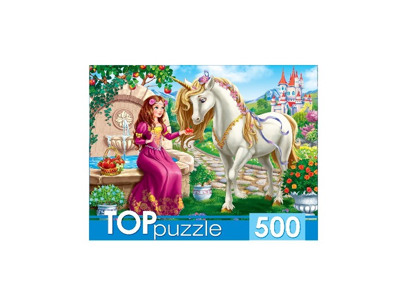 TOPpuzzle ПАЗЛЫ 500 элементов. ПРИНЦЕССА И ЕДИНОРОГ