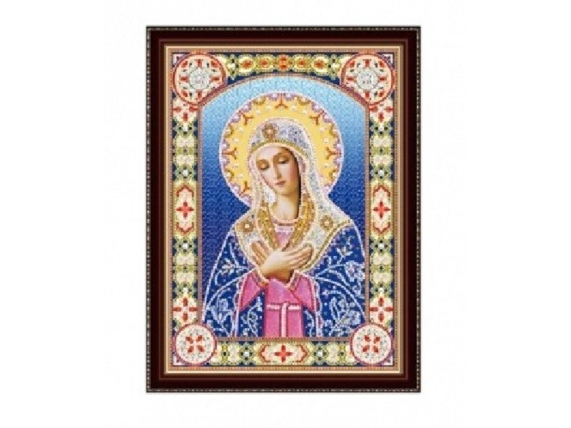 Алмазная мозаика 30х40 см ИКОНА УМИЛЕНИЕ ПРЕСВЯТОЙ БОГОРОДИЦЫ №2 (с подр., c част. заполн., блест.)
