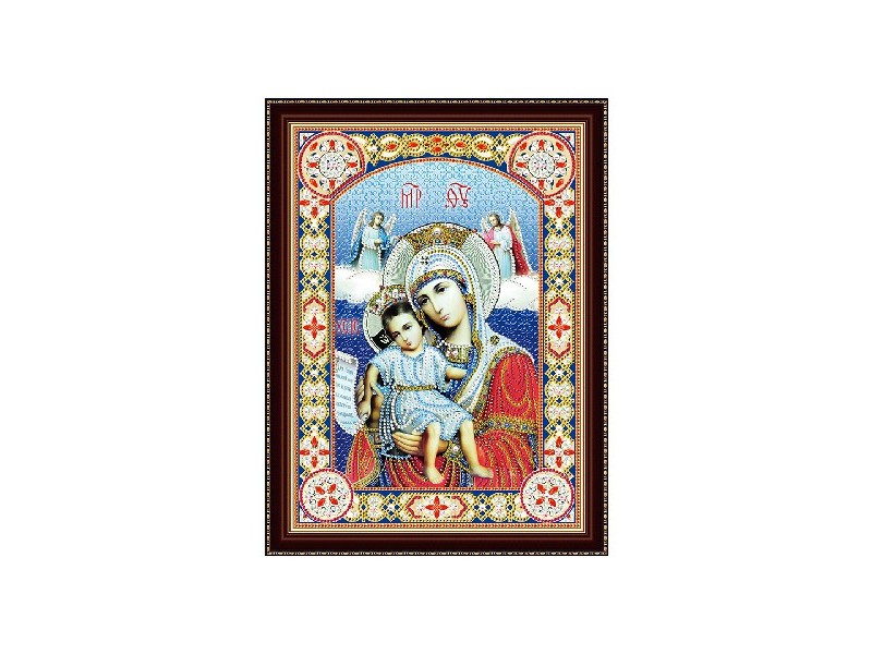 Алмазная мозаика 30х40 см ИКОНА БОЖИЕЙ МАТЕРИ №5 (с подр., c част. заполн., блест.)