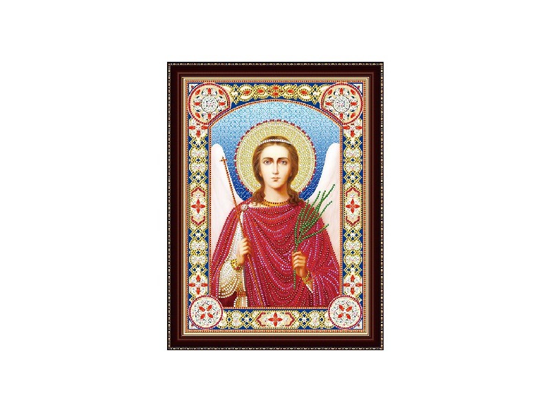 Алмазная мозаика 30х40 см ИКОНА АНГЕЛА ХРАНИТЕЛЯ (с подр., c част. заполн., блест.)