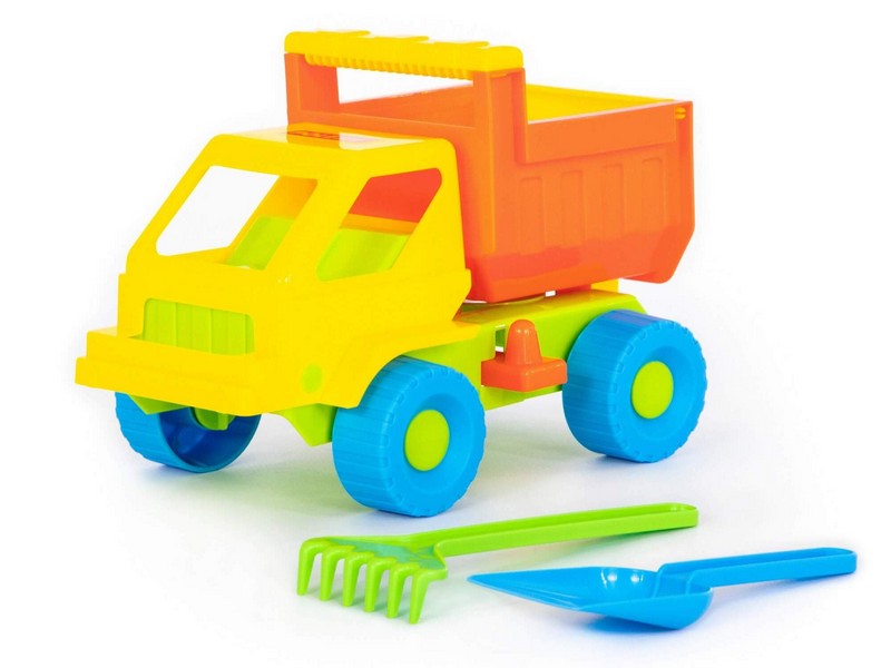 Набор №14: "Кузя", автомобиль-самосвал + лопатка, грабельки