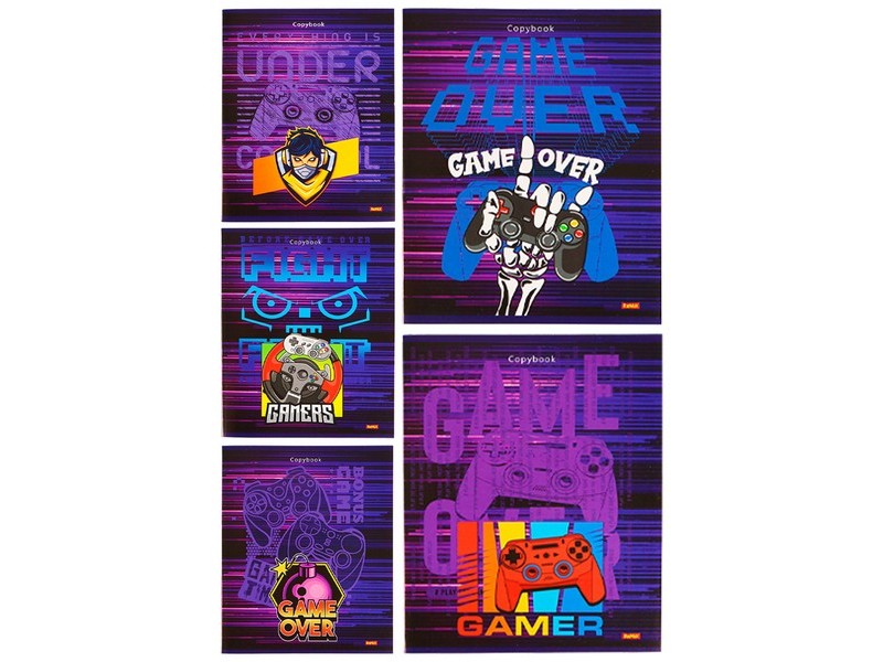 Тетрадь КЛЕТКА 48л "ГЕЙМЕРСКИЙ СТИЛЬ" (цвет. мелов. обл., второй блок)