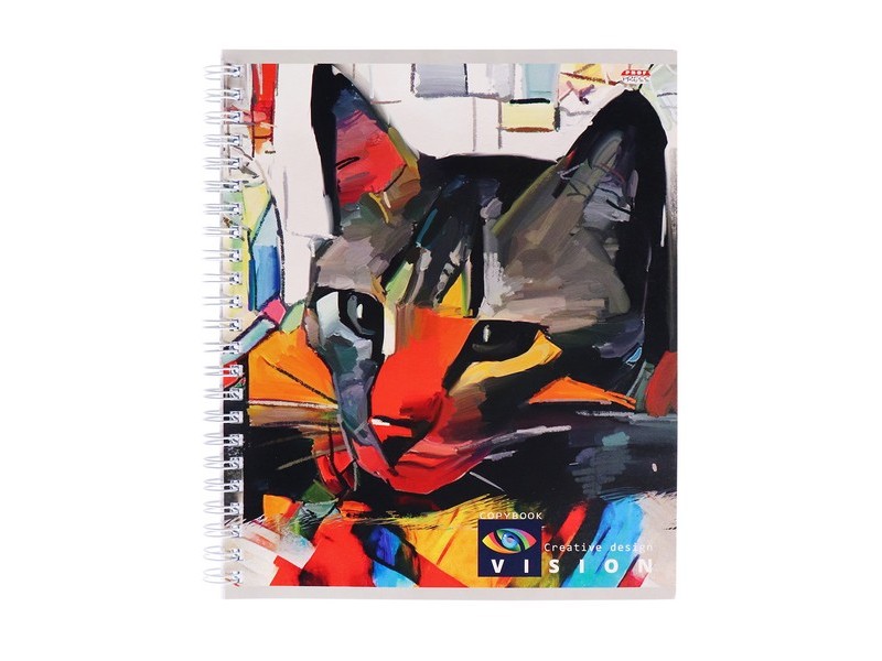 Купить оптом Тетрадь 80л КЛЕТКА "АБСТРАКТНЫЕ КОТИКИ" (гребень, цвет. мелов. обл.) в Луганске