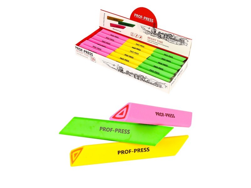 Ластик цветной треугольный "BRIGHT TIME" 80*15*15мм (36шт/уп) ЛС-0083