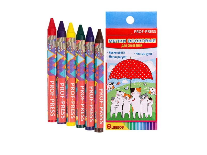 Набор восковых мелков 6цв. "РИСОВАННЫЕ ЖИВОТНЫЕ" ШМ-9906
