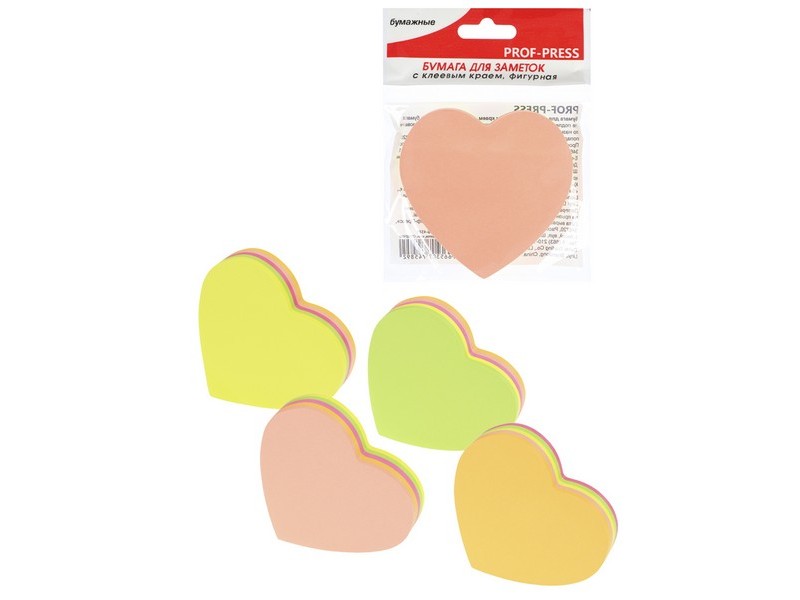 Бумага для заметок с клеевым краем "СЕРДЕЧКО" 100 л