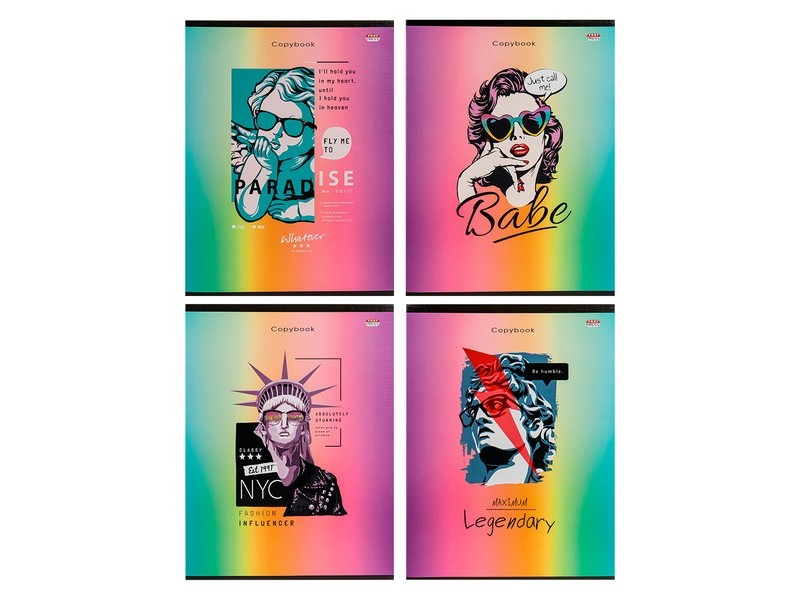 Тетрадь 96 л КЛЕТКА "ПОП-АРТ" (мелов. картон, лен, офсет)