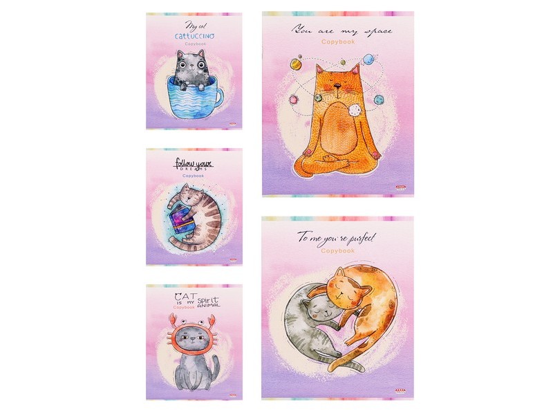 Тетрадь КЛЕТКА 48л "КОТЫ-ДРУЗЬЯ" (цвет. мелов. обл.)