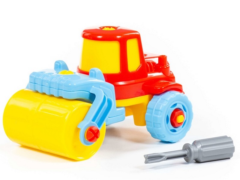 Конструктор-транспорт "Дорожный каток" 18 эл. в пакете