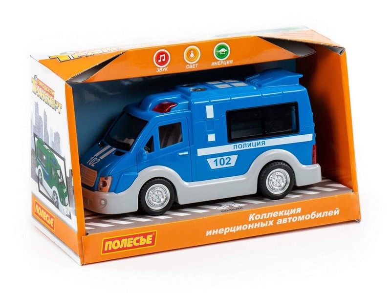 Автомобиль инерц. "Полиция" (свет, звук) в коробке