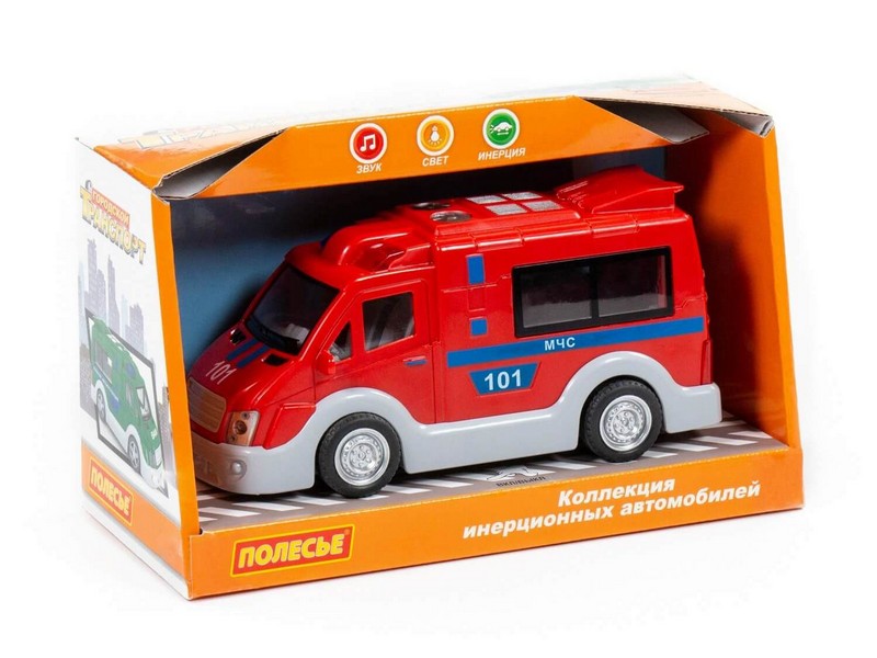 Автомобиль инерц. "МЧС" (свет, звук) в коробке