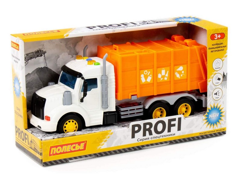 Автомобиль коммунальный инерц. "Профи" (свет, звук) оранжевый в коробке