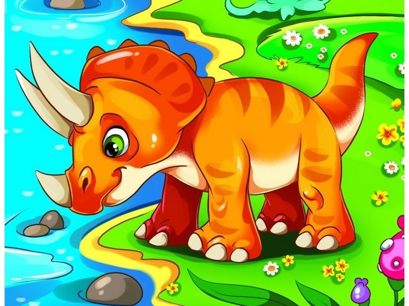 Холст с красками 17х22 см по номерам. МИЛЫЙ ДИНОЗАВР