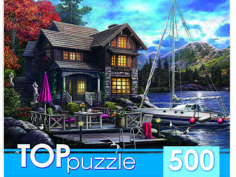 TOPpuzzle ПАЗЛЫ 500 элементов. НОЧНОЙ ДОМ И ЯХТА
