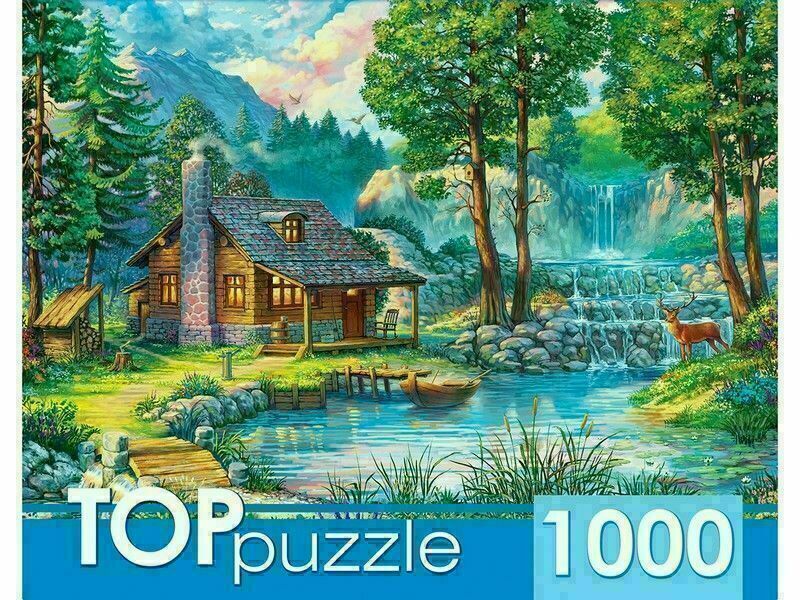 TOPpuzzle ПАЗЛЫ 1000 элементов. ДОМИК У ЛЕСНОГО ПРУДА