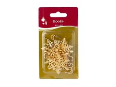 46915 [87166]Крючки ЗОЛОТИСТЫЕ СНЕЖИНКИ из стальной проволоки 6 см (6шт/уп) 87166
