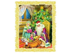 46942 [34327]Оконное украшение ДЕД МОРОЗ И СНЕГУРОЧКА (ПВХ, декор. глиттер) 30*38 см 34327