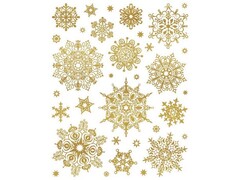 46953 [86054]Оконное украшение ЗОЛОТЫЕ КОЛЮЧИЕ СНЕЖИНКИ (ПВХ, декор. глиттер) с раскраской 30*38 см 86054