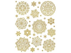 46956 [86057]Оконное украшение ЗОЛОТЫЕ ХЛОПЬЯ СНЕГА (ПВХ, декор. глиттер) с раскраской 30*38 см 86057