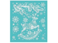 Оконное украшение НОВОГОДНИЙ ОЛЕНЬ (ПВХ, декор. глиттер) с раскраской 15,5*17,5 см 86028