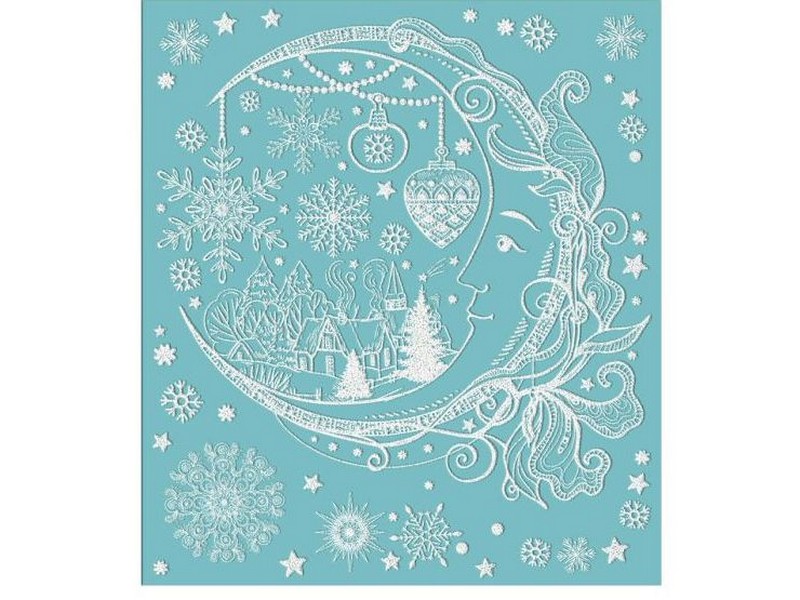 Оконное украшение МЕСЯЦ (ПВХ, декор. глиттер) с раскраской 15,5*17,5 см 86029