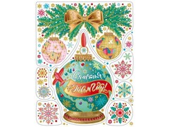 Оконное украшение НОВОГОДНИЕ ШАРИКИ (ПВХ, декор. глиттер) с раскраской 30*38 см 85333