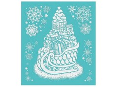 Оконное украшение САНИ С ПОДАРКАМИ (ПВХ, декор. глиттер) с раскраской 15,5*17,5 см 86024