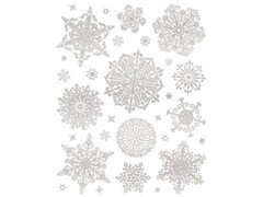 46971 [86050]Оконное украшение СЕРЕБРЯНЫЕ КОЛЮЧИЕ СНЕЖИНКИ (ПВХ, декор. глиттер) с раскраской 30*38 см 86050