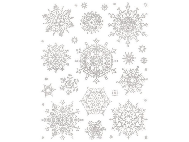 Купить оптом Оконное украшение СЕРЕБРЯНЫЕ КРИСТАЛЛИКИ (ПВХ, декор. глиттер) с раскраской 30*38 см 86051 в Луганске