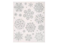 46973 [81507]Оконное украшение СЕРЕБРЯНЫЕ ПУШИСТЫЕ СНЕЖИНКИ (ПВХ, декор. глиттер) с раскраской 30*38 см 81507