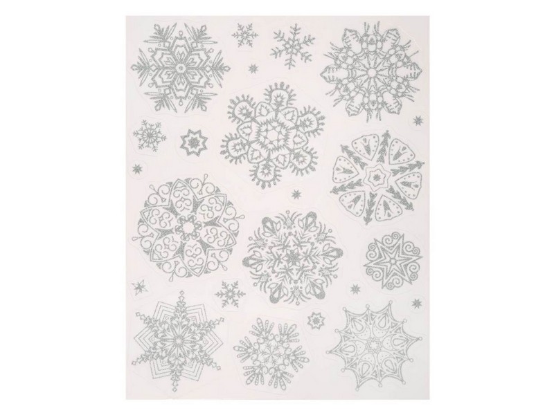 Купить оптом Оконное украшение СЕРЕБРЯНЫЕ ПУШИСТЫЕ СНЕЖИНКИ (ПВХ, декор. глиттер) с раскраской 30*38 см 81507 в Луганске