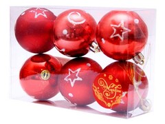46990 [35503]Набор ШАРЫ КРАСНЫЙ СО ЗВЕЗДАМИ из полистирола 6 см (6шт/уп) 35503
