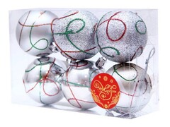 46991&nbsp;[35481]Набор ШАРЫ СЕРЕБРЯНАЯ КОЛЛЕКЦИЯ из полистирола 6 см (6шт/уп) 35481