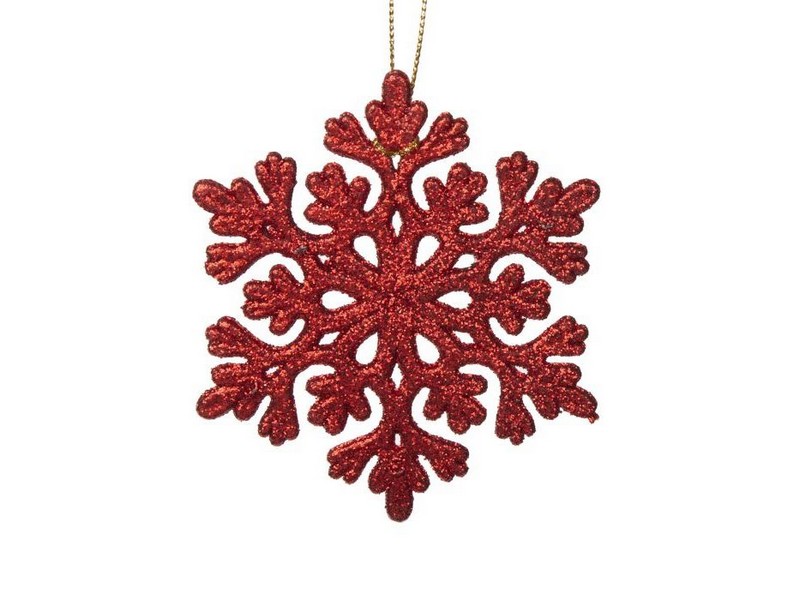 Подвеска елочная СНЕЖИНКА КРАСНАЯ 9*8*0,2см в пак. 86769